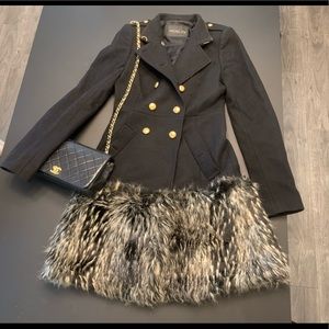 100% Wool Long Coat with Fur